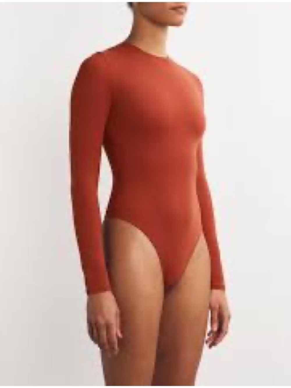 SKIMS Fits Everybody Long Sleeve Crew Neck Bodysuit – Saffron/Sienna XL